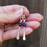 Amethyst forged silver earrings