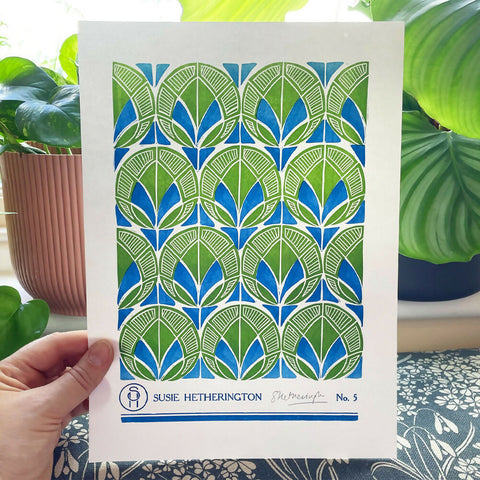 Peacock lino print