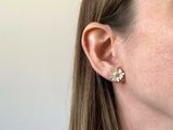 Gold & Silver Large Daisy Stud Earrings by Curious Magpie Jewellery worn