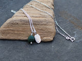 Double Pendant Necklace - Daisies and Green Moss
