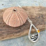 Silver Coastal Pendant with Amber
