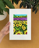 The Sunflowers and the Lavender Vanessa Stone artist & illustrator A4 print