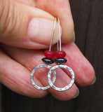 Red Jade Hoop Earrings