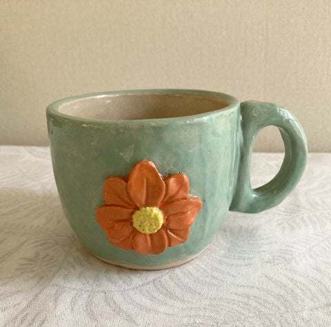 Hand Pinched Ceramic Marigold Flower Cup