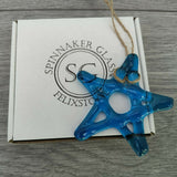 Blue Fused Glass Star Christmas Decoration