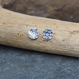 Small Textured Silver Disc Stud Earrings