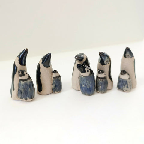 Miniature ceramic penguin and chick