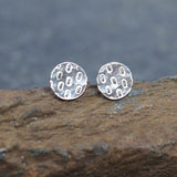 Small Textured Silver Disc Stud Earrings