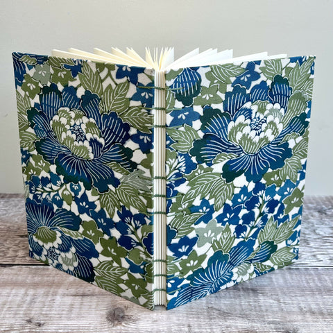 Blue & Green Floral Kimono Silk - Journal