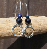 Blue Goldstone Hoop Earrings