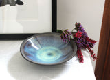 Black Ceramic Bowl - Blue Glaze
