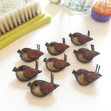 Hand Felted Wren Pin Badge With Zip Edge Detail