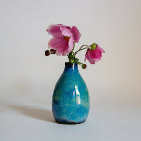 Bud Vase - Ceramic, tropical sea glazes