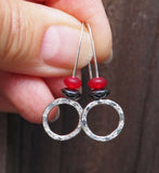 Red Jade Hoop Earrings