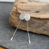 Long Dangly Silver and Hematite Earrings