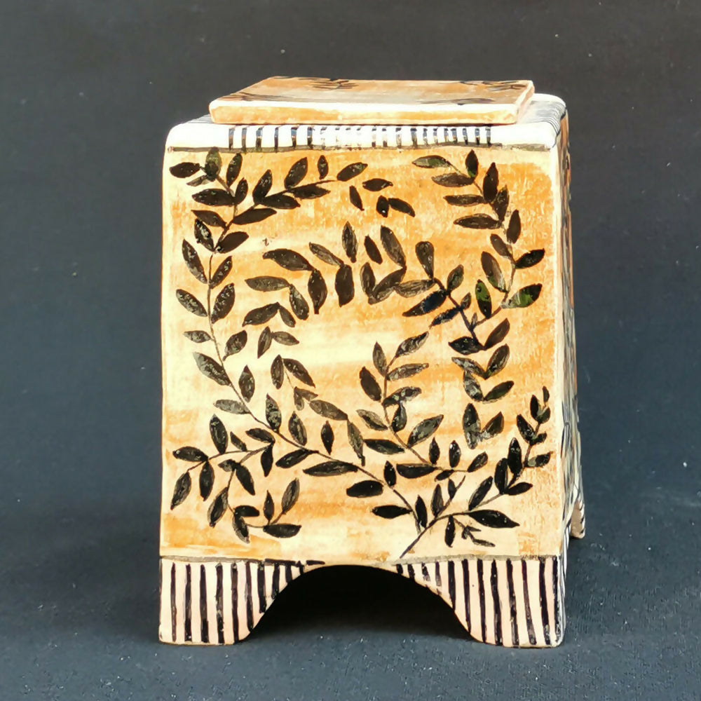 Autumn Leaves Keepsake Pot - handmade ceramic