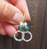 Green Moss and Jade Hoop Earrings