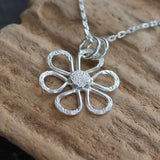 Silver Daisy Pendant Necklace
