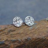 Small Textured Silver Disc Stud Earrings