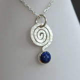 Silver Spiral Lapis Lazuli Pendant Necklace