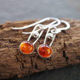 Amber and Silver Dangle Earrings