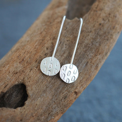 Textured Silver Drop Earrings