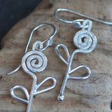 Silver Spiral Flower Earrings