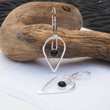 Silver and Black Onyx Tear Drop Dangle Earrings