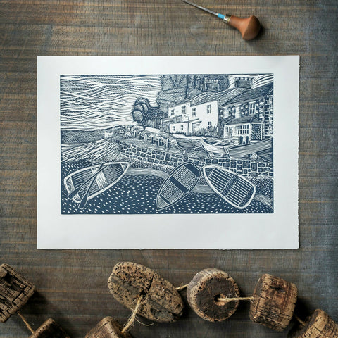 Spring Time, Helford Passage Limited Edition Lino Print