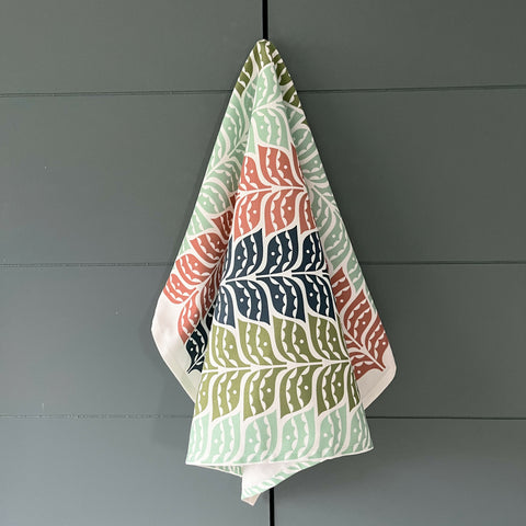 Leaf Print Tea Towel - Multi Coloured