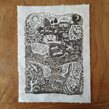 Flight of Fancy - Linocut Print - Burnt Umber