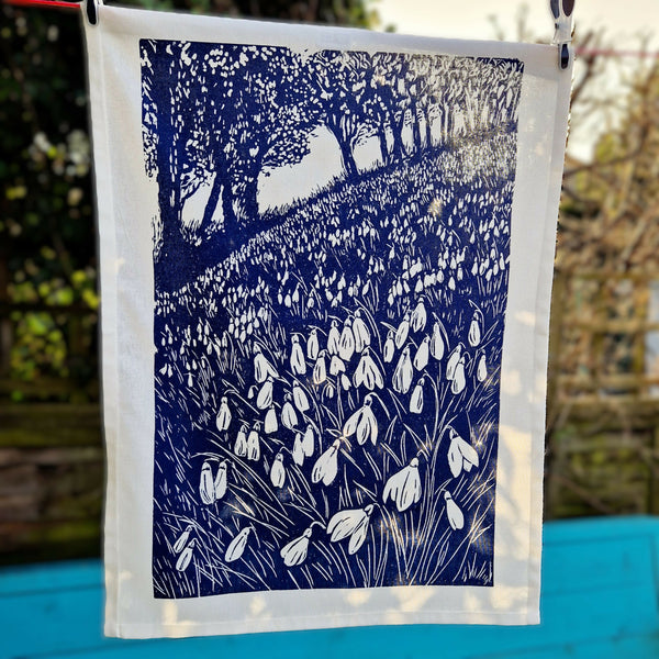 Snowdrop - Tea Towel - 100% Cotton | Greeting Cards and Stationery