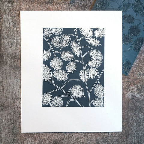 Honesty Seedheads, Limited Edition Lino Print