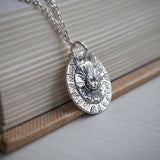 Silver Daisy and Leaf Pendant Necklace