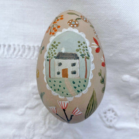 Little House - Hand Painted Wooden Egg