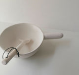Handmade Salt Dish with Handle and Spoon - Warm White Satin Glaze