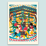 Merry-Go-Round - Large Woodcut Print - 70 x 50cm