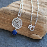Silver Spiral Lapis Lazuli Pendant Necklace