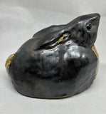 Black Rabbit - Handmade Ceramic Sculpture
