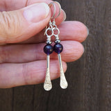 Amethyst forged silver earrings