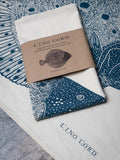 Organic Cotton Tea Towel with Turbot Lino Print