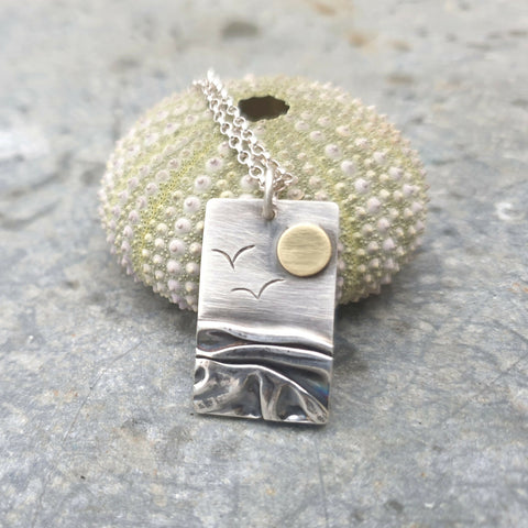 Rectangular Silver Beach Pendant