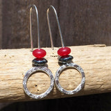 Red Jade Hoop Earrings