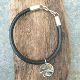 Leather Bracelet - Silver Beach Scene Charm