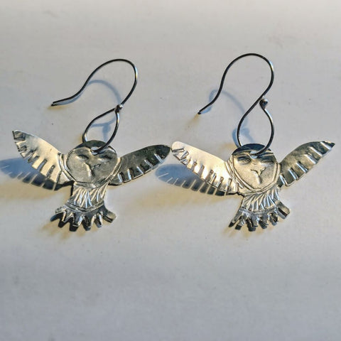 Owl Sterling Silver Earrings - Handmade