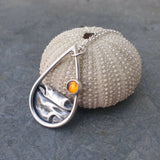 Silver Coastal Pendant with Amber