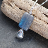 Labradorite Silver Pebble Pendant