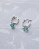 Apatite Gemstone - Mini Hoop Silver Earrings