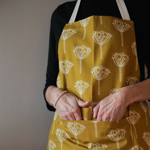 Cow Parsley Ochre - Organic Cotton Apron