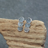 Triple Disc Silver Stud Earrings